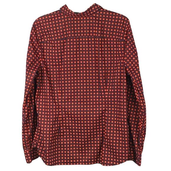 Talbots Red Black Tiny Floral Print Button Up Shirt Women's Roll Tab Size16 - Picture 2 of 4